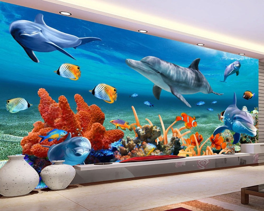 3D Wallpaper Dolphin Aquarium